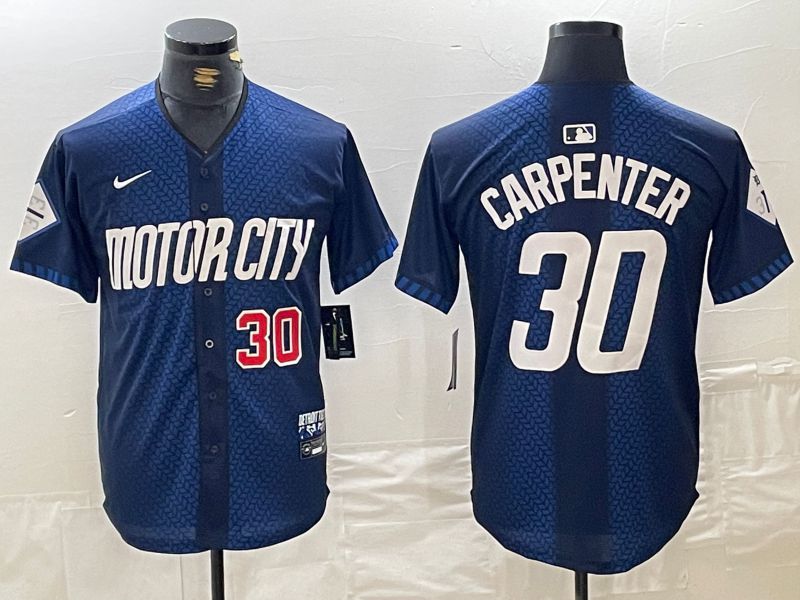 Men Detroit Tigers 30 Carpenter Blue City Edition Nike 2024 MLB Jersey style 2